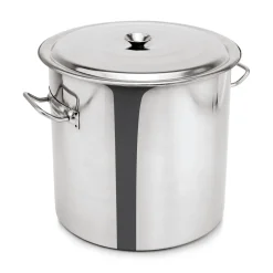 Abfallbehälter mit Deckel, Ø 42 cm, 47,5 Liter, Chromnickelstahl