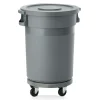 Abfallbehälter mit Transporttrolley und Flachdeckel, 80 ltr.