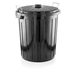 Abfallbehälter, 2 Verschlussklammern, 73 Liter, Ø 48 cm, Höhe 60 cm