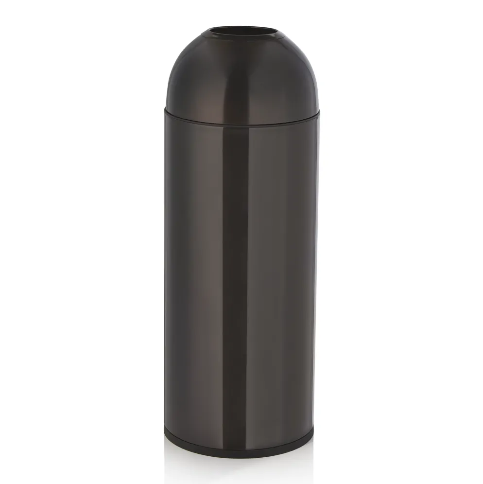 Abfalleimer, Ø 30 cm, Höhe 83 cm, schwarz, Chromnickelstahl, Kunststoff