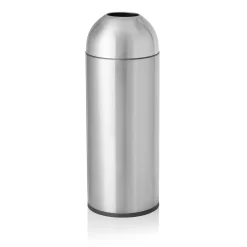Abfalleimer, Ø 30 cm, Höhe 81 cm, Silber, Chromnickelstahl/Kunststoff
