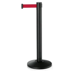 Abgrenzungspfosten Set LARGEFLEX, schwarz, 4,5 m, rotes Gurtband, Set á 2 Stück