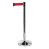 Abgrenzungspfosten Set LIGHTFLEX, hochglanzpoliert, 200 cm, rotes Gurtband, Set á 2 Stück