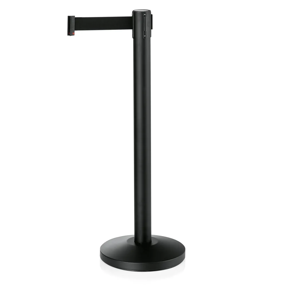 Abgrenzungspfosten Set LIGHTFLEX, schwarz, 200 cm, schwarzes Gurtband, Set á 2 Stück, Stahl