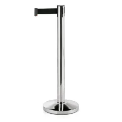 Abgrenzungspfosten Set LIGHTFLEX, hochglanzpoliert, 200 cm, schwarzes Gurtband, Set á 2 Stück
