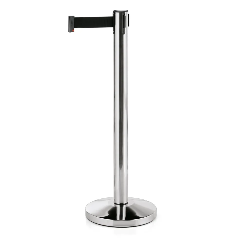 Abgrenzungspfosten Set LIGHTFLEX, hochglanzpoliert, 200 cm, schwarzes Gurtband, Set á 2 Stück