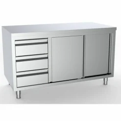Arbeitsschrank mit Schiebetüren, Schubladen Links 1800x700x850mm