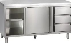 Arbeitsschrank mit Schiebetüren und Schubladenblock B 180cm x T 60cm