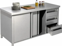 Arbeitsschrank mit Schiebetüren und Schubladen B 160cm x T 70cm
