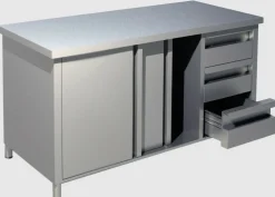 Arbeitsschrank mit Schiebetüren und Schubladen B 160cm x T 70cm