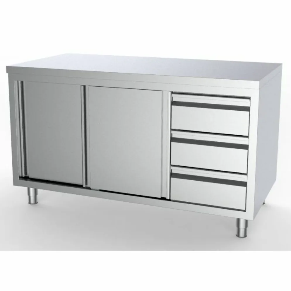 Arbeitsschrank mit Schiebetüren, Schubladen Rechts 2000x700x850mm