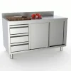 Arbeitsschrank mit Schiebetüren, Schubladen Links, Aufkantung 1600x700x850mm