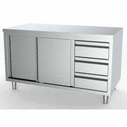 Arbeitsschrank mit Schiebetüren, Schubladen Rechts 1800x700x850mm