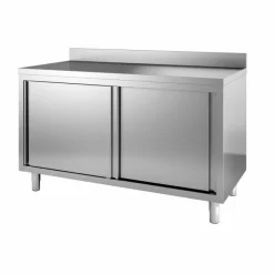 Arbeitstisch 600 mm mit Schiebetüren und Aufkantung, Breite 2000 mm