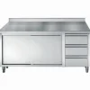 Arbeitstisch 700 mm mit Schiebetüren, Schubladen, Aufkantung, Breite 1800mm