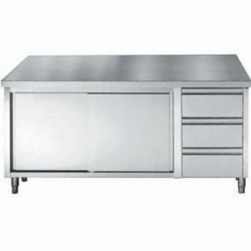 Arbeitstisch 700 mm mit Schiebetüren, Schubladen, Breite 1800mm