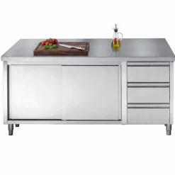 Arbeitstisch 700 mm mit Schiebetüren, Schubladen, Breite 1600mm