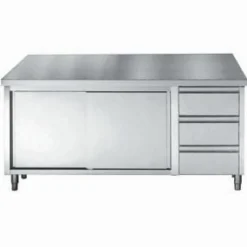 Arbeitstisch 700 mm mit Schiebetüren, Schubladen, Breite 1600mm