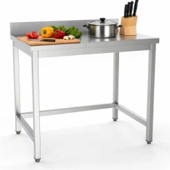 Arbeitstisch 1600 mm, offener Unterbau, mit Aufkantung, 600 mm tief
