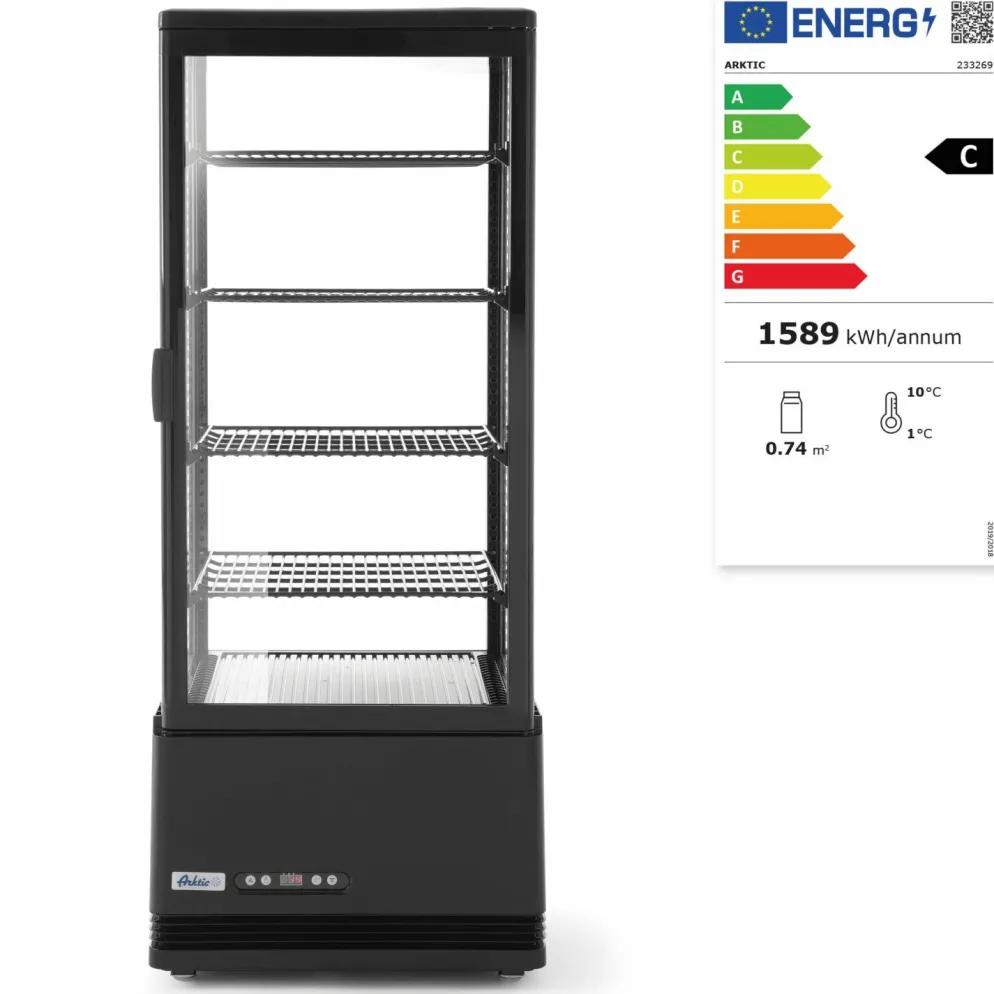 ARKTIC Aufsatz Kühlvitrine 98 Liter 452x406x(H)1116mm - schwarz