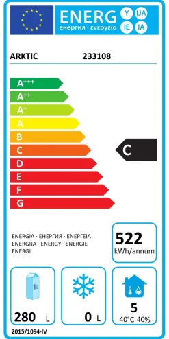 Arktic Kühlschrank Profi Line, 280 Liter, 1 Tür, Edelstahl