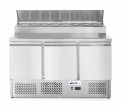 ARKTIC Kühltisch 3 Türen mit Kühlvitrine 380L, Breite 1365mm