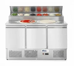 ARKTIC Kühltisch 3 Türen mit Kühlvitrine 380L, Breite 1365mm