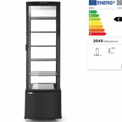 ARKTIC Kühlvitrine schwarz 270L Anti-Beschlag, Höhe 1913mm