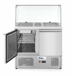 ARKTIC Saladette Kühltisch 2-türig Glasvitrine 300L, Breite 900mm