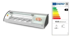 Arktic Sushi-Kühlvitrine für 5x GN 1/3 Edelstahl 1307mm, Tischgerät