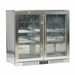 Bar Display Cooler Edelstahl 2 Flügeltüren, 198 Liter, 900 mm
