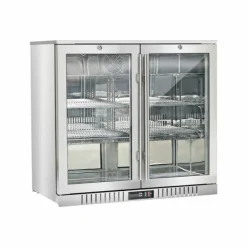 Bar Display Cooler Edelstahl 2 Flügeltüren, 198 Liter, 900 mm