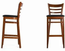 Barhocker David 200H Sitz schwarz, Beizton Wallnuss
