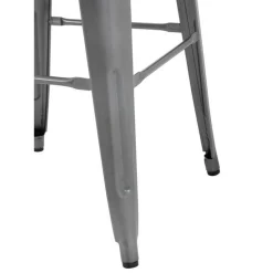 Barhocker Holli Bistro-G grau, Stahl mit Holzsitz, 43x43x77cm