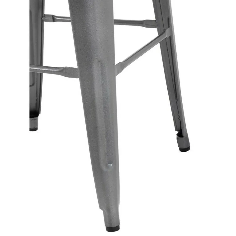 Barhocker Holli Bistro-G grau, Stahl mit Holzsitz, 43x43x77cm