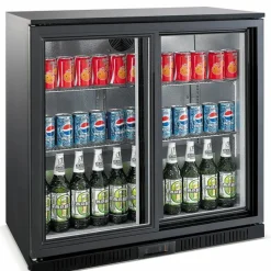 Barkühler schwarz 2 Schiebetüren 900 mm, 208 Liter