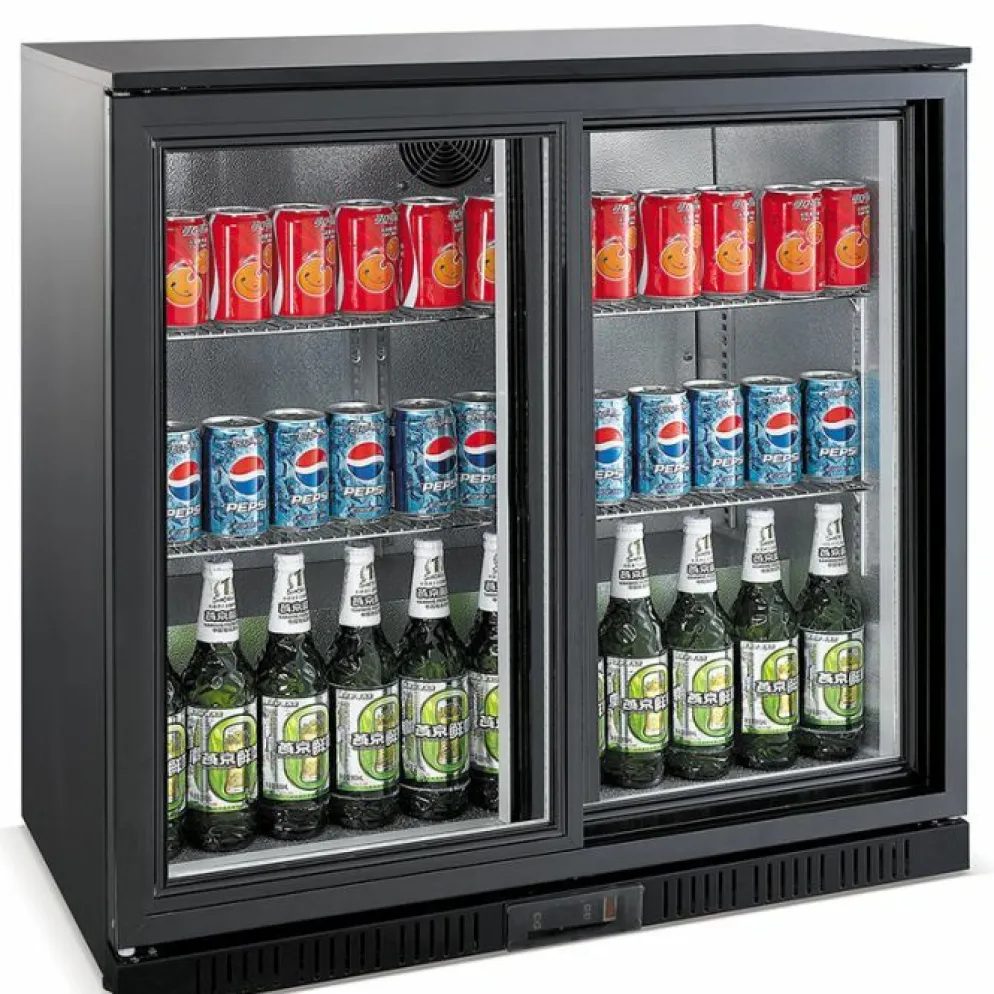 Barkühler schwarz 2 Schiebetüren 900 mm, 208 Liter