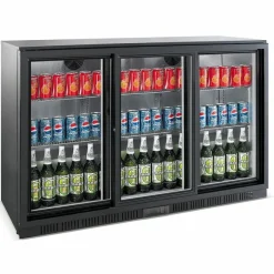 Barkühler schwarz 3 Schiebetüren 1350 mm, 320 Liter