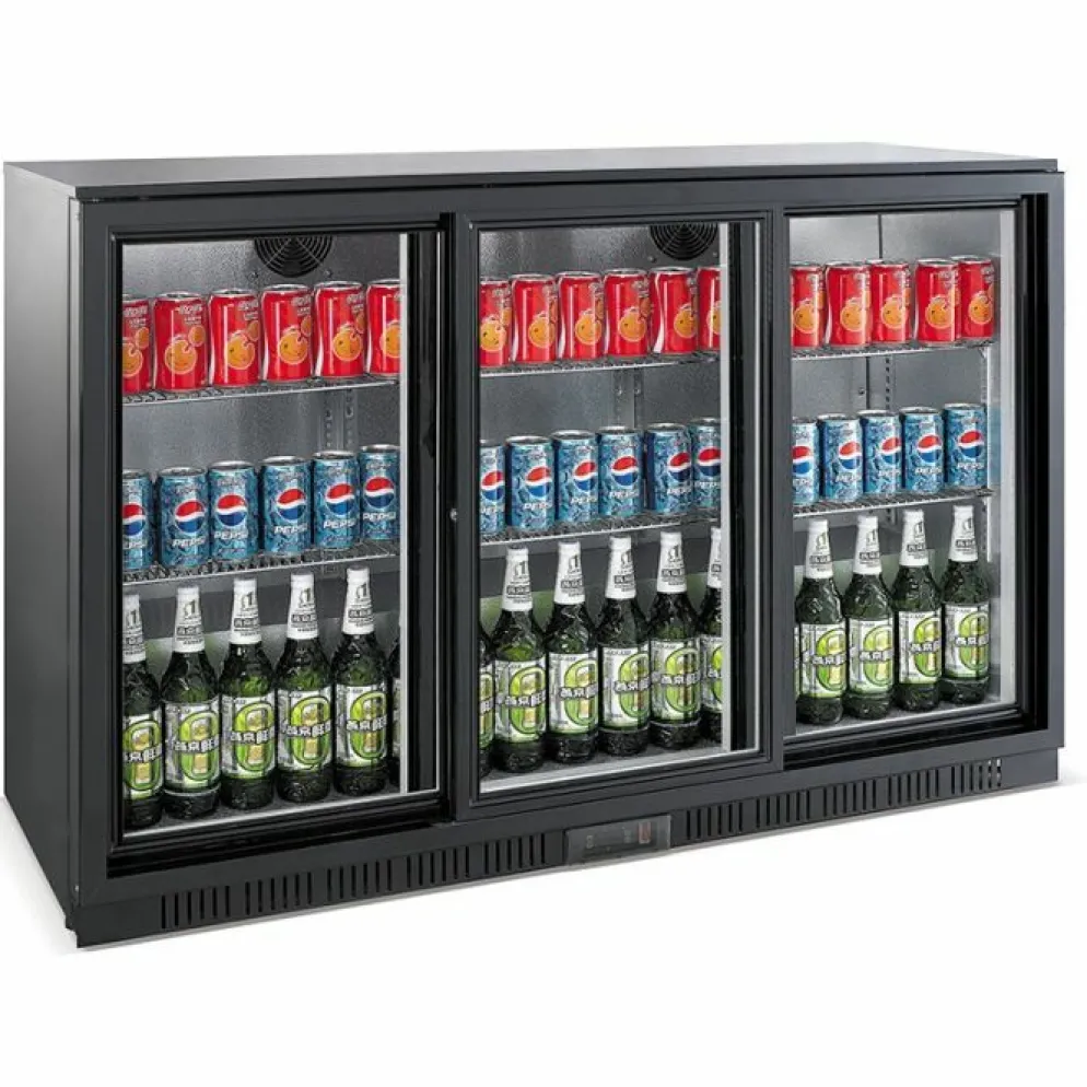Barkühler schwarz 3 Schiebetüren 1350 mm, 320 Liter