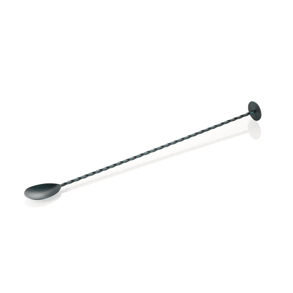 Barlöffel Twisted NOCTURN, mit Stößelende, 33,5 cm, blau matt, Chromnickelstahl 18/8