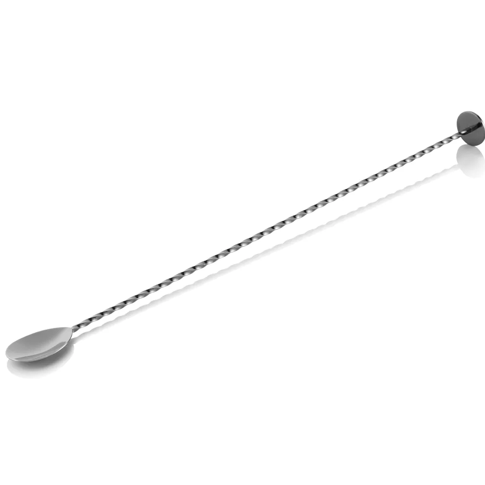 Barlöffel Twisted NOCTURN, mit Stößelende, 40 cm, gun metal, Chromnickelstahl 18/8