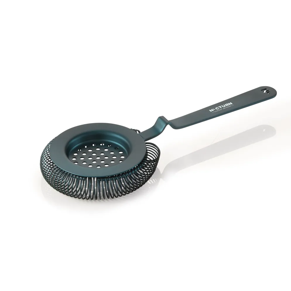 Barsieb NOCTURN mit Feder, Ø 8,5 cm, 20,5 cm, blau matt, Chromnickelstahl 18/8