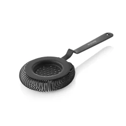Barsieb NOCTURN mit Feder, Ø 8,5 cm, 20,5 cm, schwarz matt, Chromnickelstahl 18/8