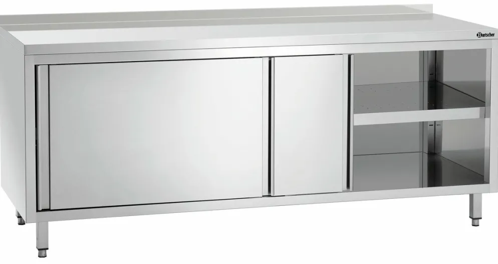 BARTSCHER Edelstahl Arbeitsschrank, Aufkantung, 2000x700x850mm