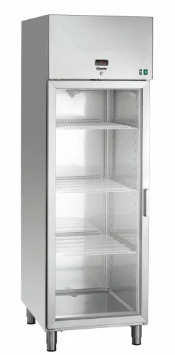 BARTSCHER Edelstahl Glastürkühlschrank 700, 1 Tür GN 2/1, 680x855x2060mm