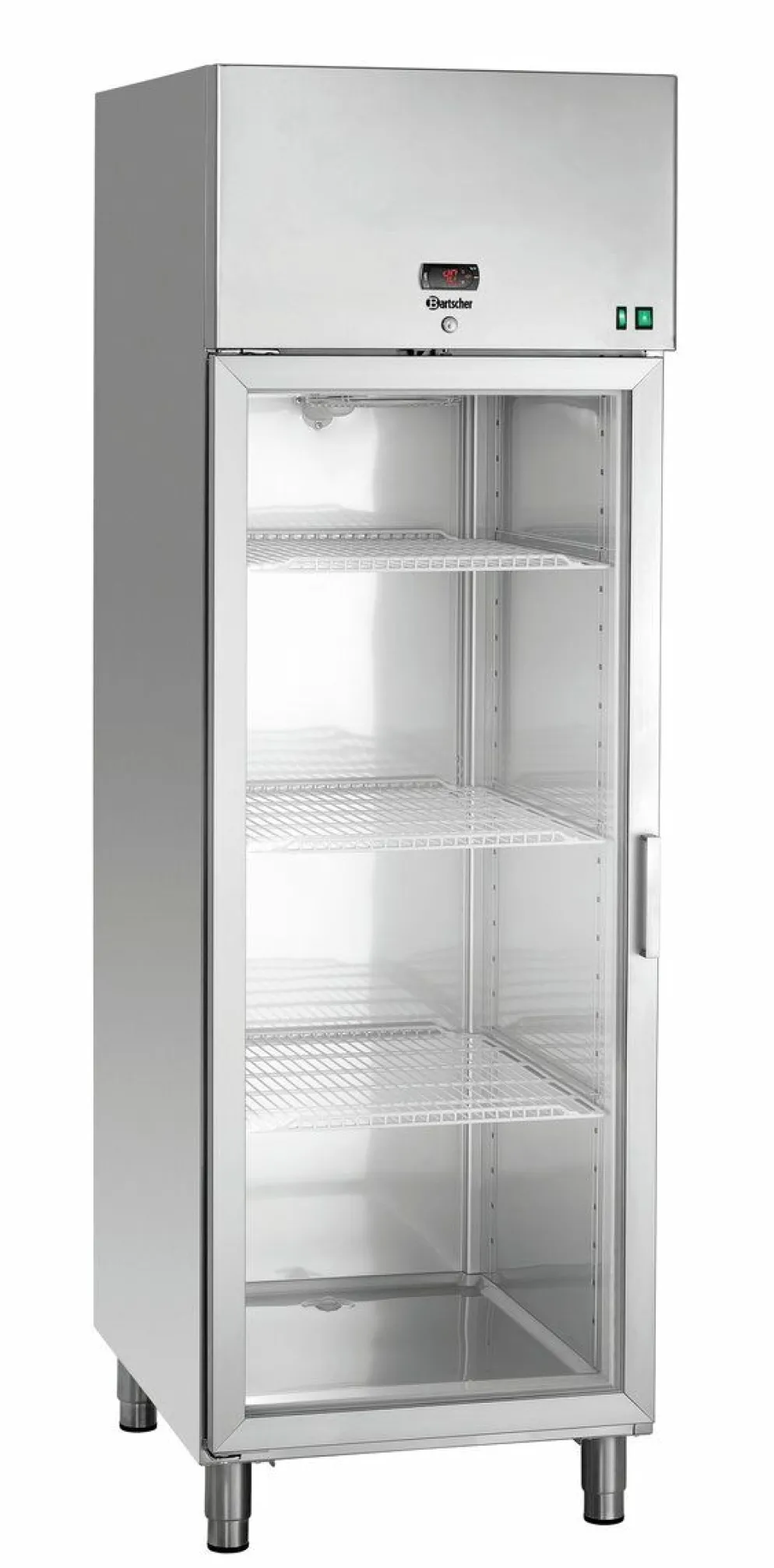 BARTSCHER Edelstahl Glastürkühlschrank 700, 1 Tür GN 2/1, 680x855x2060mm