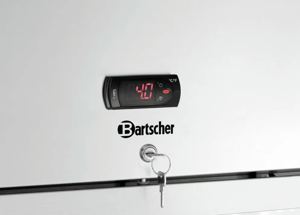 BARTSCHER Edelstahl Glastürkühlschrank 700, 1 Tür GN 2/1, 680x855x2060mm
