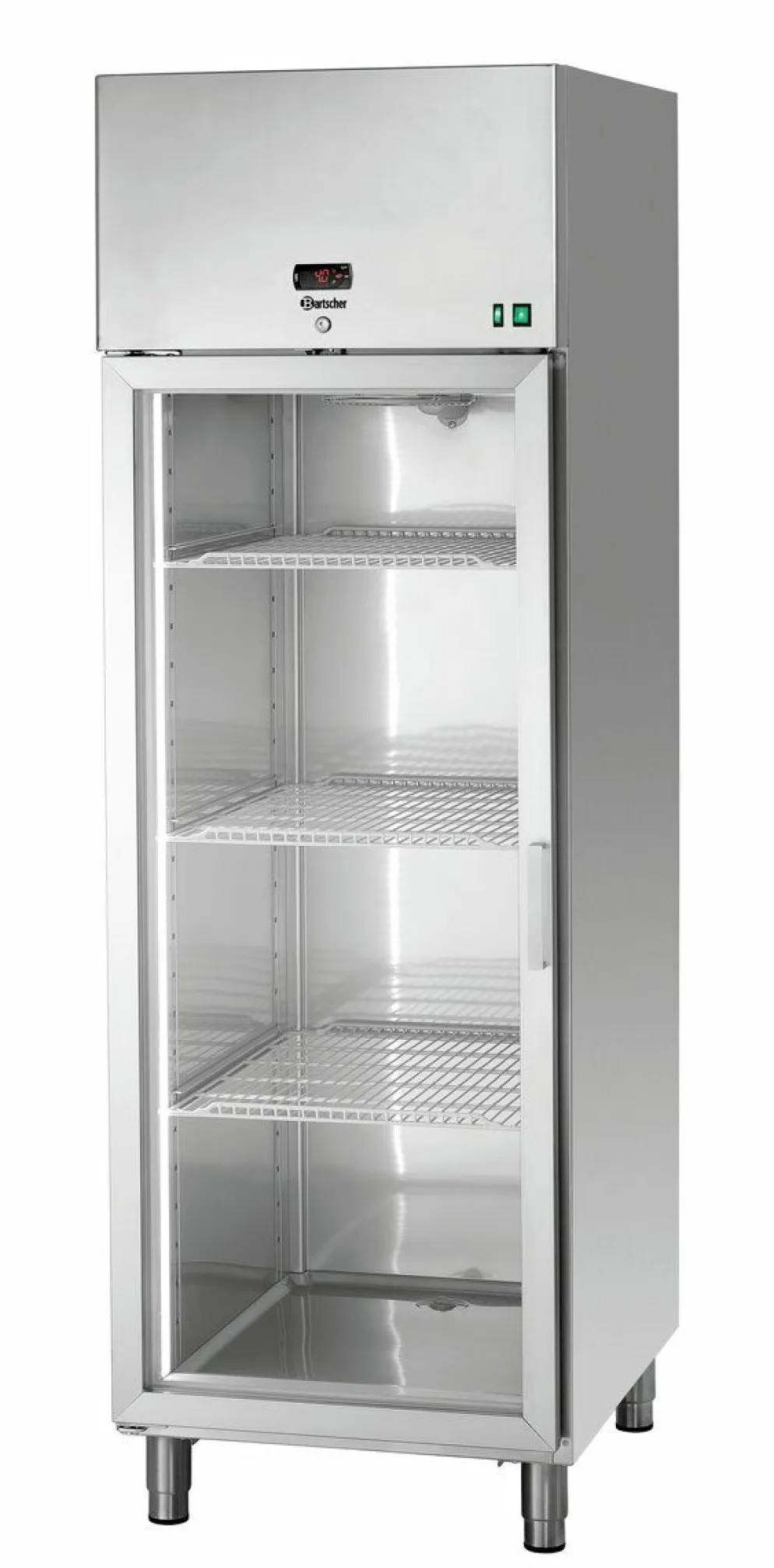 BARTSCHER Edelstahl Glastürkühlschrank 700, 1 Tür GN 2/1, 680x855x2060mm