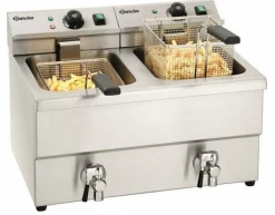 Bartscher Elektro-Doppel-Fritteuse mit Fettablasshahn "IMBISS II"