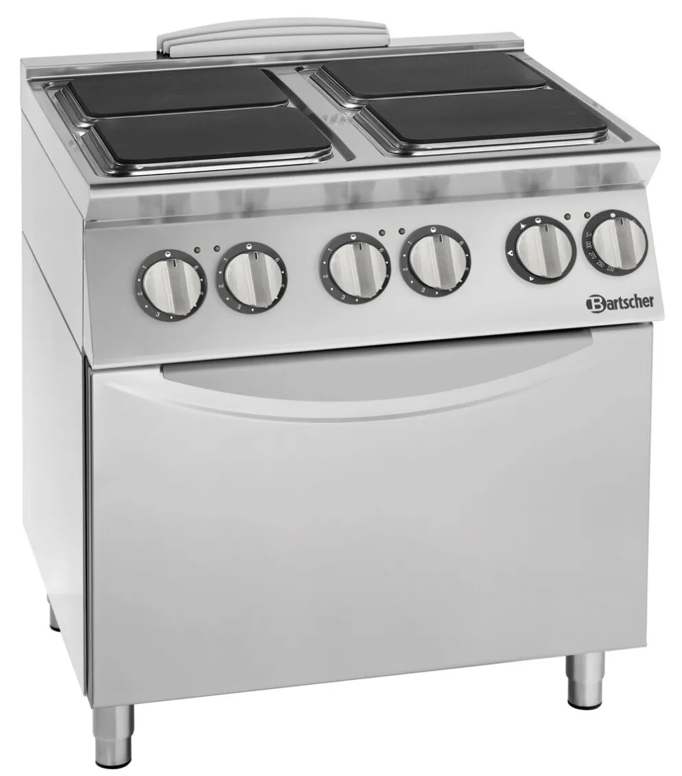 Bartscher Elektroherd 900 4 Platten EBO 22,2kW, mit Elektrobackofen